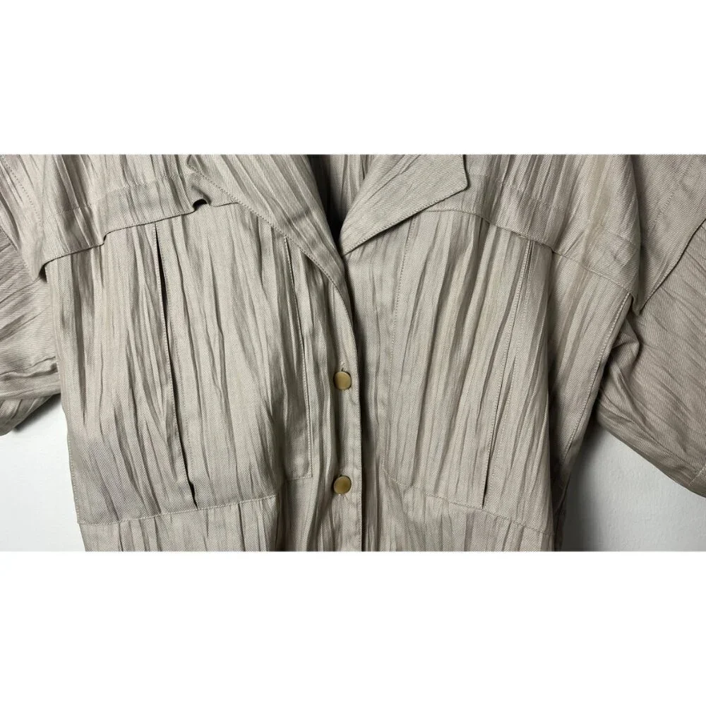 LOUIS FERAUD PLEATS ARCHIVAL SAFARI BUTTON UP SHIRT  S - Picture 5 of 14